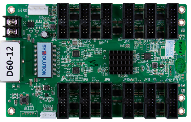 Sysolution receiving card D60-12, 12HUB75 ports support P1.538, P1.5,P1.667 modules